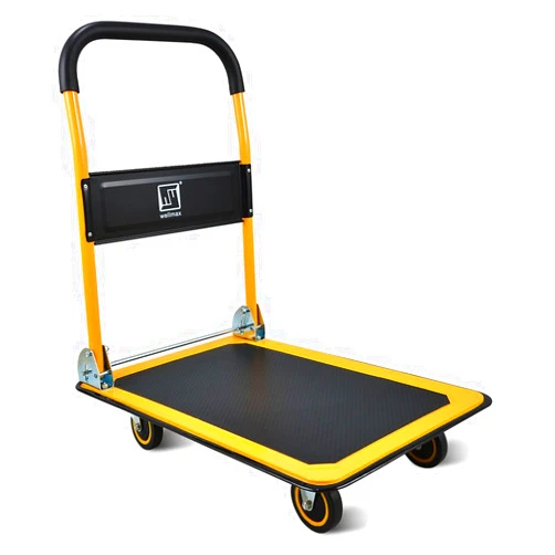 Wellmax Push Cart Dolly by Wellmax, Moving Platform Hand Truck, Foldable for Easy Storage and 360 Degree Swivel Wheels with 330lb Weight Capacity, Yellow Color