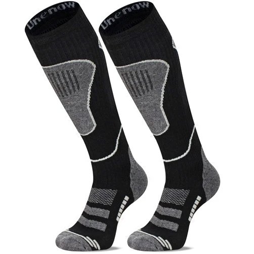 Unenow Merino Wool Ski Socks 2 Pairs, Thermal Knee High Warm Socks for Snowboarding, Hiking, Cold Weather, Snow, Hunting