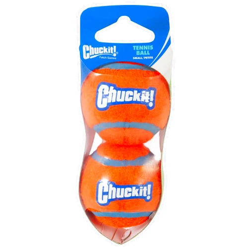 Chuckit! Dog Tennis Ball Dog Toy, Small (2 Inch Diameter) for dogs 0-20 lbs, Shrink Wrap Pack of 2
