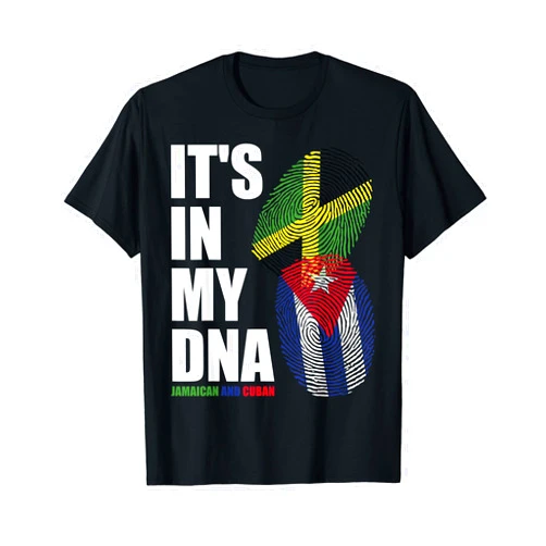 Jamaica Cuba Hispanic Heritage Family Roots Jamaica Cuba Flag Mix Jamaican Cuban DNA Heritage Spanish T-Shirt