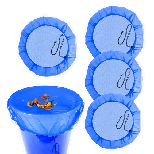 TEXIJUSO 4Pcs 37.4inch Mesh Cover for Rain Barrel with Elastic Drawstring, Water Collection Buckets Tank Netting Screen for Keep Fallen Leaves, Debris and Mosquitoes for Outdoor Garden Eaves (Blue)