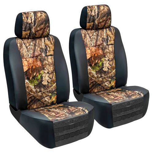 Season Guard Mossy Oak Break-up Country Heavy Duty Seat Covers for Front Seats; Fits Full-Size Trucks or SUVs; Includes Front and Rear Storage Pockets, Built-in Molle Style Organizer; Semi-Custom Fit; 2pcs