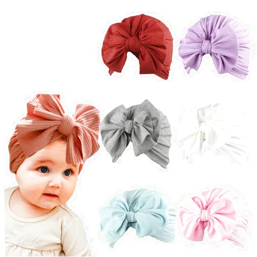 XYX Baby Girl Toddlers Breathable Cotton Hat Newborn Knotted Hat Cute Donut Soft Turban Bow Knot Cap