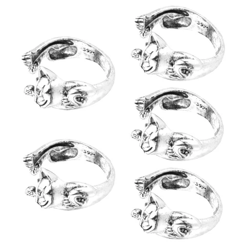 Healifty Yarn Crochetting Ring 5pcs Adjustable Knitting Crochet Loop Ring Cat Braided Knitting Ring Mothers Day Yarn Guide Finger Holder Open Finger Ring Finger Knitting Ring