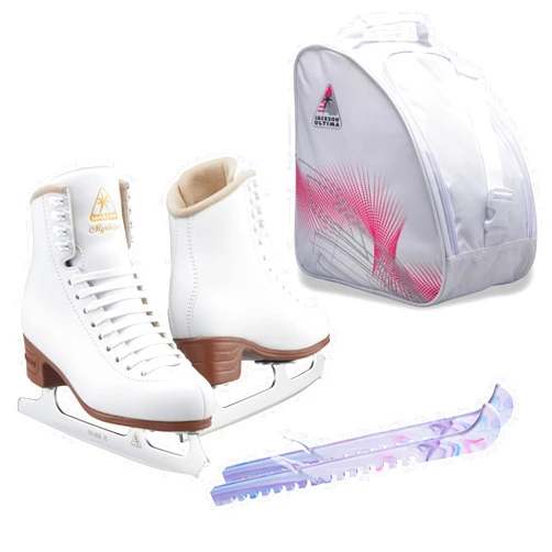 SKATE GURU Jackson Ultima Figure Ice Skates for Women and Girls Bundle with Bag and/or Guardog Skate Guards