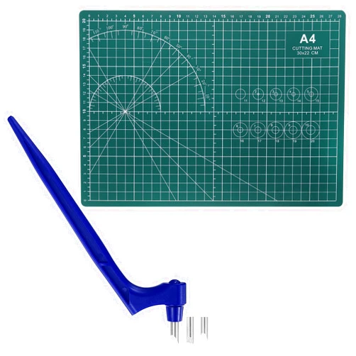 HARFINGTON Craft Cutting Tools 15/30/45 Degree Blades 360 Degree Rotating Blade Stainless Steel Cutter Pen Knife with Mat for DIY Crafts Stencils Scrapbooks, Blue