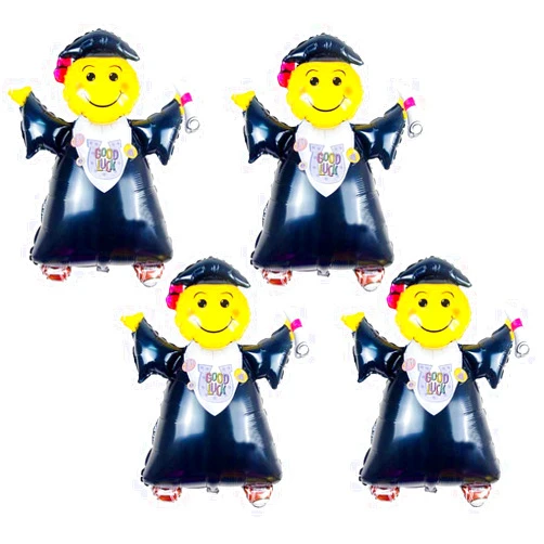 QHZHANG 4 Pack Graduation Balloons Jumping Grad Super Shape Balloon (A)