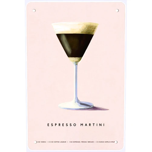 DRAXSTAR Metal Tin Signs Pink Espresso Martini Vintage Wall Decor Retro Art Tin Sign Funny Decorations for Home Bar Pub Cafe Farm Room Metal Posters 12 X 8 Inch