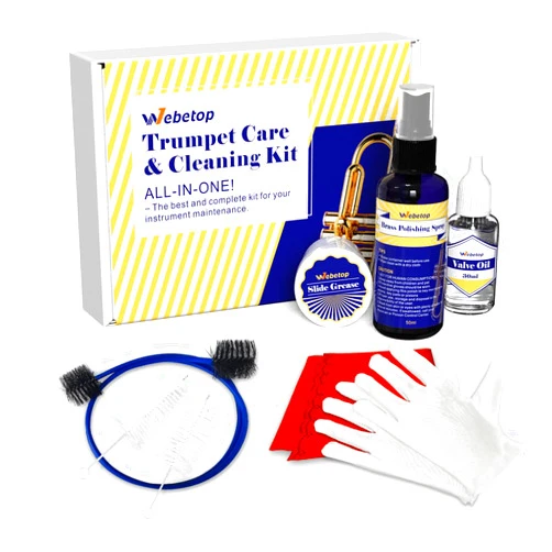 Webetop Trumpet Cleaning Kit, Care Your Trumpet with Valve Oil, Brass Polishing Spray, Slide Grease, Brushes