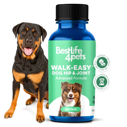 BestLife4Pets Advanced Hip and Joint Supplement for Dogs, Natural Extra Strength Dog Arthritis Pain Relief & Anti Inflammatory for Dogs Helps Limping, Mobility Issues, Hip Dysplasia, ACL Tears, 180 Tiny Pills