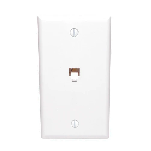 Leviton 40539-PMW Midsize Telephone Wall Jack, 6P4C, White