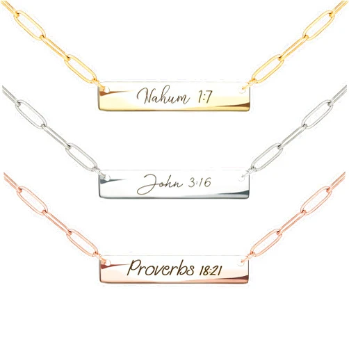 MignonandMignon Custom Necklaces for Women Mothers Day Gifts Personalized Name Date Initial Engraved Clip Chain Coordinate Bible Verse Religious Jewelry-P-4N-BC