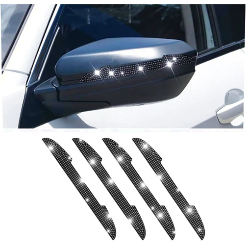 BWGHBH 4 PCS Bling Car Door Handle Protector,Anti-Scratch Car Side Rear View Mirror Edge Guards Universal Exterior Car Accessories for Women Men 5.7
