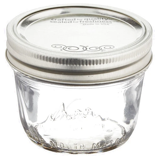 Jarden Kerr Wide Mouth Half-Pint Glass Mason Jars 8-Ounces with Lids and Bands 12-Count per Case (1-Case)