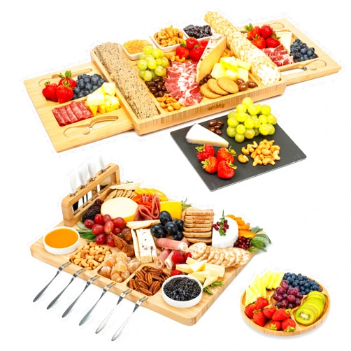 SMIRLY Charcuterie Boards Gift Set: Large Bamboo Cheese Board Set - Unique for Women - House Warming Gifts New Home, Wedding Gifts for Couple, Bridal Shower Gift