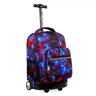 J World New York Sunrise Rolling Backpack. Roller Bag with Wheels, Galaxy, 18