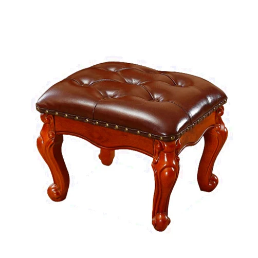 XIAOLI MYJA Foot Stools Footrest Solid Wood Foot Rest with Highly Elastic Sponge Filling Foot Stool Shoe-Changing Square Stool Sofa Coffee Table Stool 15x13x12in (Color : Brown)