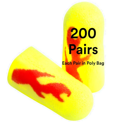 3M Ear Plugs, 200 Pairs/Box, E-A-Rsoft Yellow Neon Blasts 312-1252, Uncorded, Disposable, Foam, NRR 33, Drilling, Grinding, Machining, Sawing, Sanding, Welding, 1 Pair/Poly Bag