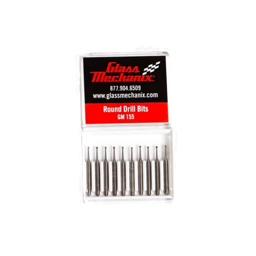 Glass Mechanix 10pc Round Carbide Drill BITS, Auto Glass Windshield Rock Chip Resin Repair Kit, Extra Long Life, Made in USA