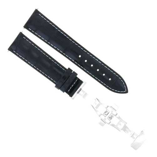 Ewatchparts 20MM LEATHER WATCH BAND STRAP CALSP COMPATIBLE WITH BREITLING PILOT BENTLEY COLT BLACK WS