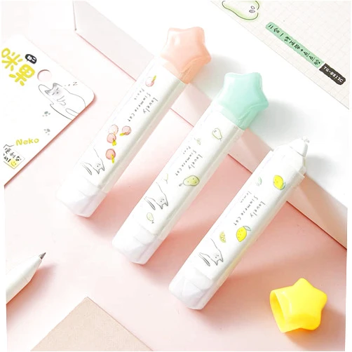 Donloise 3 Pieces Kawaii White Out Correction Tape Cute Cat Paw Shaped Aesthetic Correction Pen with Glue Tip Preppy Stuff School Office Stationery Supplies