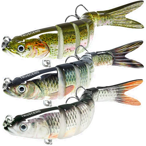 TRUSCEND Easy Catch Swimmax with BKK Hooks, Magic Noisy Wiggling and Vibrating Actions for More Bites, Lifelike Fishing Lures for Bass Trout Walleye Crappie, Strongest Dyneema Fiber Jointed Swimbaits