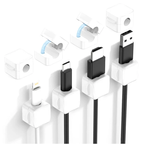 MoKo 8 Pack Magnetic Cable Clips, Magnetic Desk Cord Organizer, Adhesive Magnetic Cord Holder, Cable Management Wire Holder Keeper Organizer for Nightstand Desk Kitchen Office Car Wall Glass, White