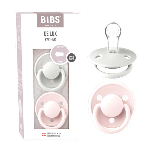 BIBS Pacifiers - De Lux Collection | BPA-Free Baby Pacifier | Made in Denmark | Set of 2 Blossom/Haze Color Premium Soothers | Size One Size