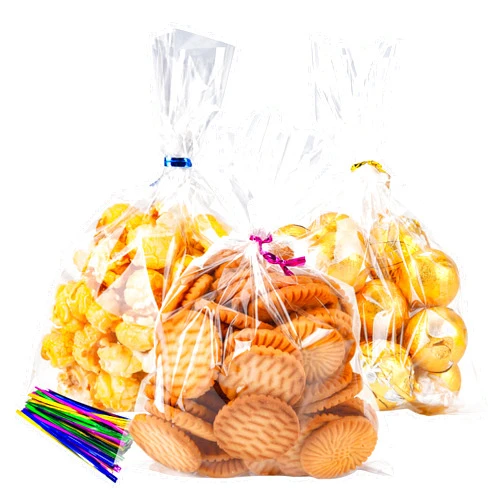 LOKQING LOKIQNG Cellophane Bags Plastic Treat Bags Clear Cookie Bags Candy Bags with Twist Ties for Party Favor Bags(100 Pack, 5x7inch)