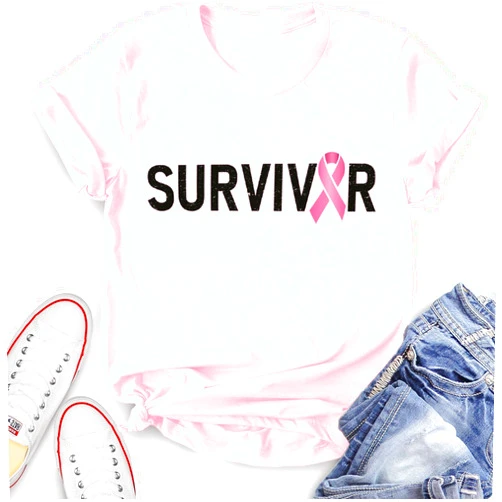 YZMI Breast Cancer Shirts for Women Breast Cancer Awareness Shirt Pink Ribbons Tee Tops