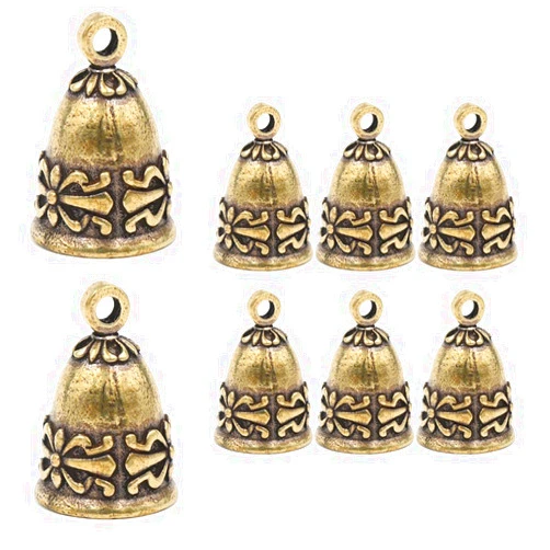 SWENSENLin 8 Pcs Retro Pattern Bells Metal Brass Hanging Bells Vintage Pendant Copper Bell for Home Decorations Crafts Ornaments Pendants for Keychain Christmas