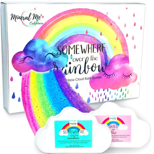 Mineral Me California Bath Bombs for Kids - All Natural Magic Rainbow BathBombs with Organic Ingredients, Moisturizing, Vibrant Colors & Rich Bubbles, Cloud Bath Bombs, Birthday Gifts for Kids, Girls, Boys