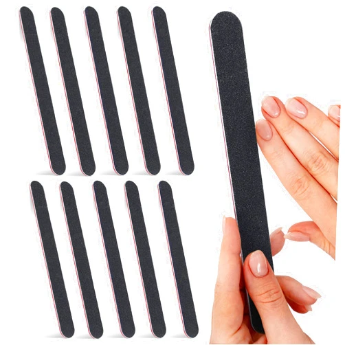 The Little Green Change 10Pcs Nail Files for Natural Nails - Nail Files 100/180 Grit Emery Boards for Nails Professional Nail File and Buffer Set - Professional Nail Files for Gel Nails Black Nails Buffer Nail File Set