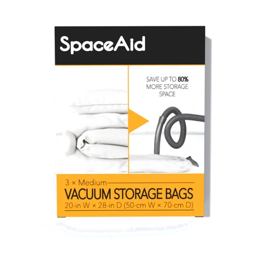 SpaceAid Vacuum Storage Bags, Space Saver Sealer Compression Bags for Comforters, Blankets, Pillows, Bedding, Clothes (Medium 3 Pack)