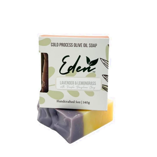 Eden Daily Essentials - Natural Handmade Soap Bar Scented with Pure Essential Oils - 5oz (Lavender & Lemongrass Moisturizing Soap Bar)