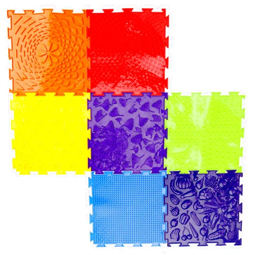 Lasuroa 7pcs Massage Sensory Mats, Fun Rainbow Set of Sensory Mat Assorted Pattern Sensory Play Mats for Textured Floor Massage Mat for Kids Baby Game Mat