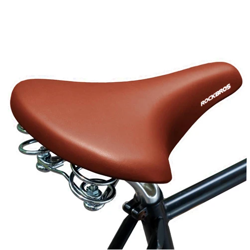 ROCKBROS Bike Seat for Men Women Wide Comfort Bike Seat Cushion Waterproof Soft Vintage Brown Bicycle Saddle Compatible with Retro Cruiser City Mountain Bikes