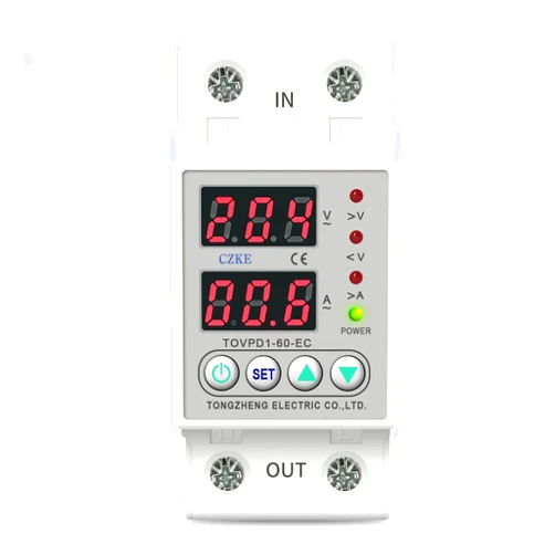 XUEFU 60A Din Rail 230V Adjustable Over and Under Voltage Protective Device Protector Relay Monitor Current Limit TOMZN TOVPD1-63-EC (Color : 40A)