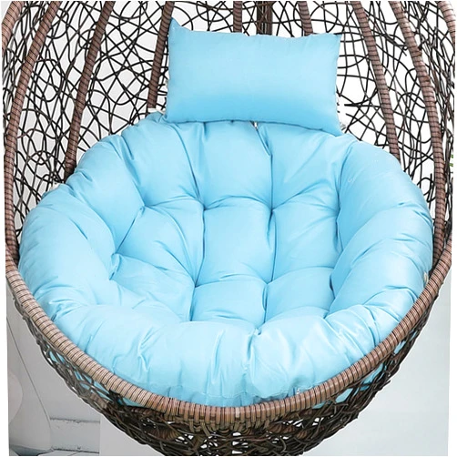 Eoieov Outdoor Egg Swing Chair Cushion Sky Blue with Ties Waterproof Wicker Egg Chair Cushions Hanging Basket Chair Pads Outdoor,Washable Wicker Hammock Chair Chair Pad,45