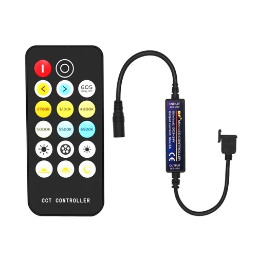 PAUTIX RF Remote Dimmer CCT Tunable COB LED Strip Lights,17-Key Wireless Remote and Controller DC 5-24V for CCT COB LED Tape Lights,Timer Function