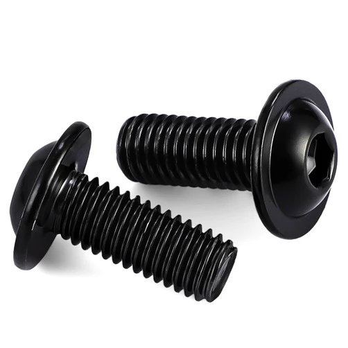Mellewell M6-1.0 x 12mm Flanged Button Head Socket Cap Screw Bolts, Allen Socket Drive, Stainless Steel 304, Black Oxide Finish, Quantity 25