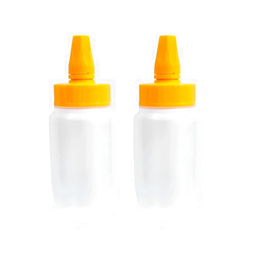 ZAYOIZY 2pcs Empty Honey Jars Squeeze Bottles Plastic Honey Dispenser with Lids Refillable Condiment Container for Maple Syrup, Ketchup, Mustard, Salad Dressing