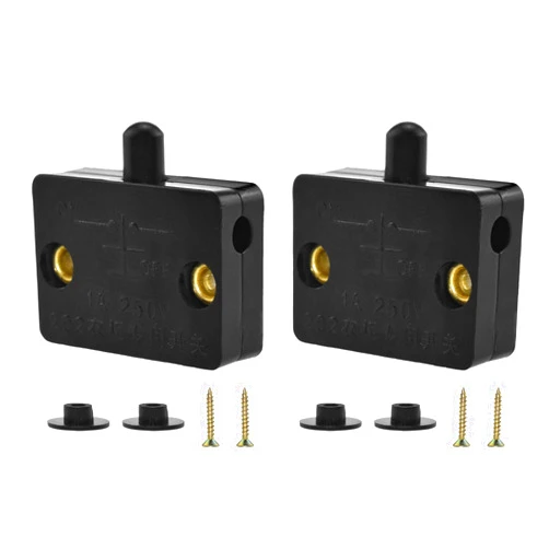 SDTC Tech 2 Piece Black Cabinet Light Switch, Wardrobe Automatic Touch Switch, 12V 24V 110V Normally Closed Lamp Switch for Cabinets, Bathroom Cabinets, Wall Cabinet Sliding Doors