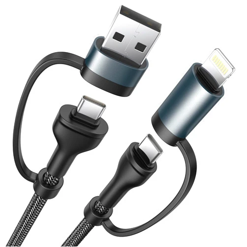 XUDUO USB C Lightning Adapter Cable, USB C to USB C Adapter 60W PD [Fast Charging & Data Sync] 4 in 1 Multi Charger Cord for iPhone 14 13 12,MacBook Pro 2023 iPad Mini 6/Pro,Samsung Galaxy S22 S21 S20