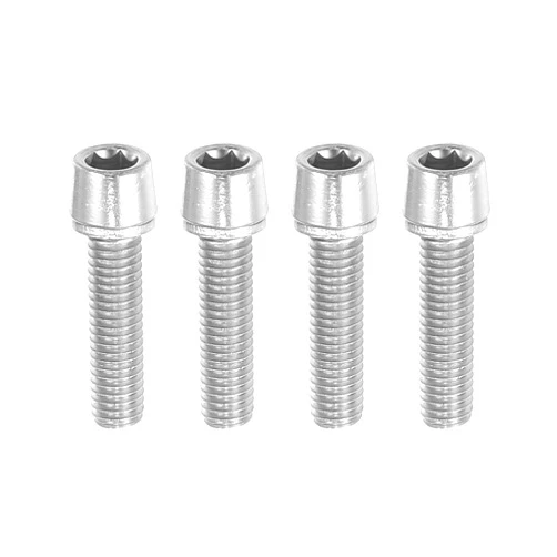 A ABSOPRO Tapered Bolts Screws for MTB Bike Bicycle Stem Durable M5x20mm Socket Head Cap Bolts Screws Nuts Steel Silver Tone (Set of 4)