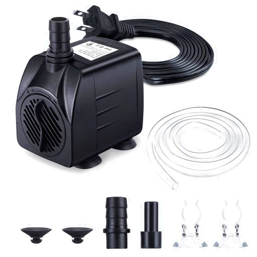 CWKJTOP CWKJ Fountain Pump, 220GPH(15W 900L/H) Submersible Water Pump, Durable Outdoor Fountain Water Pump with 6.5ft Tubing (ID x 1/3-Inch), 3 Nozzles for Aquarium, Pond, Fish Tank, Water Pump Hydroponics