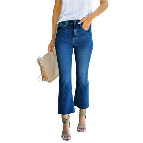LOOKUB Women's High Waisted Crop Flare Jeans for Women Cropped Bell Bottom Jeans for Women Bootcut Denim Pants with Live Hem