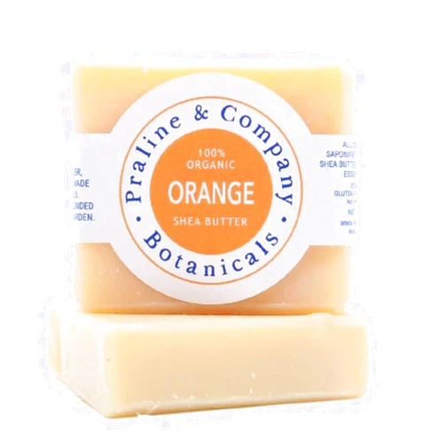 Praline and Company Botanicals Organic Handmade Orange Bath and Hand Soap for Oily Skin - Bath Soap with Gentle Creamy Moisturizing Foam - Organic Hand Soap with 100% Organic Ingredients - 4oz / 110gr