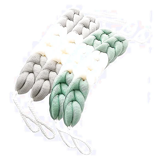 MURRI&MURRDI 4 Packs Long Loofah Back Scrubber for Shower,Body Bath Sponge Ball with Rope Handles,Stretch Exfoliating Mesh Sponge for Men and Women (A-2Grey+2Green)