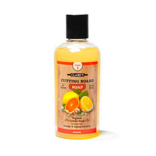 CLARK'S Cutting Board Organic Soap - Cleaner for Butcher Block, Countertop and Utensils - Enriched with Natural Orange & Lemon Extracts - Cleans and Restores Wood - Use Before Food Safe Mineral Oil